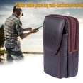 thumbnail image 4 of MesaSe Cowhide Leather Fanny Waist Bag Solid Color Three-layer Belt Bum Pouch Bags, 4 of 9