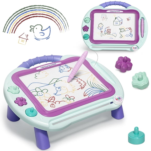 Magnetic Drawing Board for Toddlers 1-3, Erasable Sketch Writing Doodle Pad with 1 Magnet Pen & 3 Stampers, Education Learning Toys, Educational Toys for Toddlers Age 2