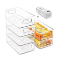 thumbnail image 4 of Contenedores organizadores apilables para refrigerador, paquete de 6 contenedores organizadores de cocina transparentes con asas y 20 bolsas de plástico para despensa, gabinetes, estantes, cajones, co, 4 of 8