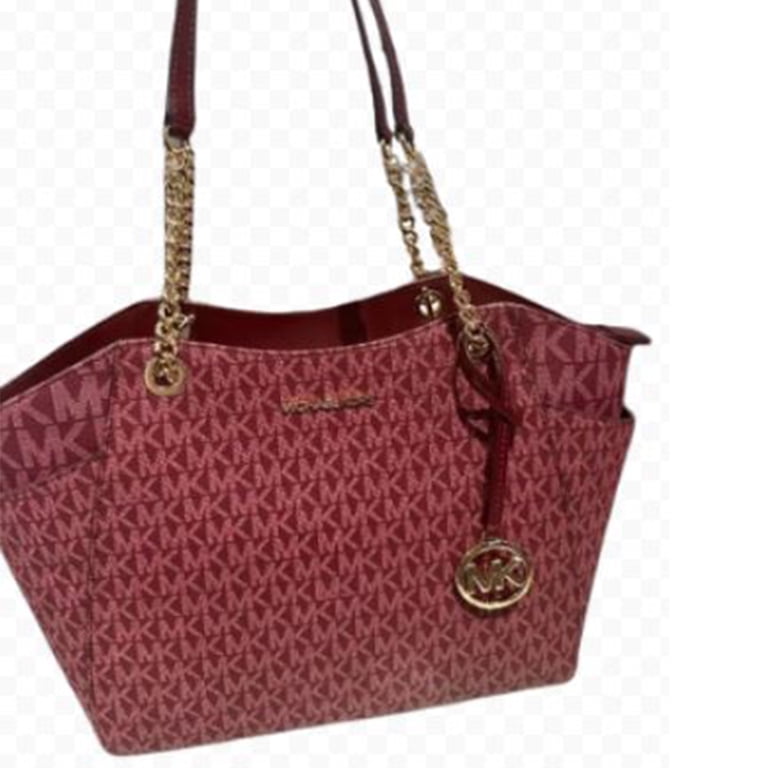 Michael Kors Jet Set Shoulder Bag, Signature Logo Canvas, Oxblood