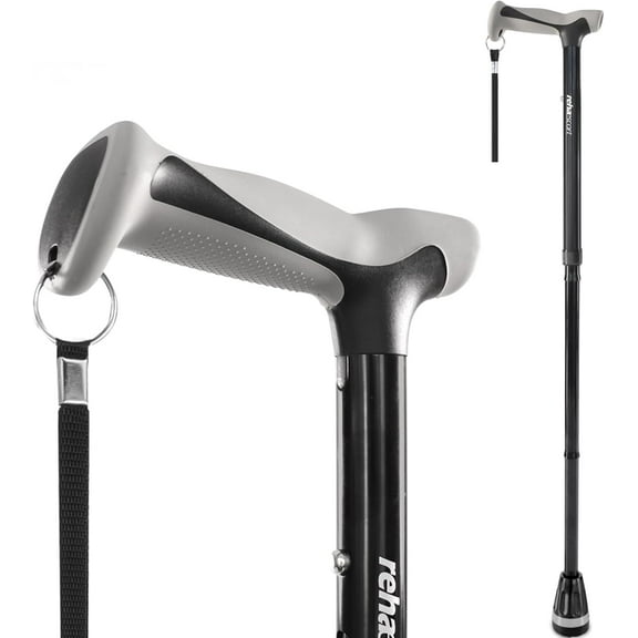 Walking Cane, Folding, Adjustable, Lightweight, Walking Canes for Men & Women, Soft Ergonomic Handle, Heavy Duty All Terrain Tip, Walking Sticks for Seniors & Adults with Travel Bag