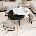 thumbnail image 5 of Harper & Bright Designs Round Lift-Top Coffee Table with Ottomans and Storage, Gold Center Table Set with Stools Underneath for Living Room, White & Black, 5 of 20
