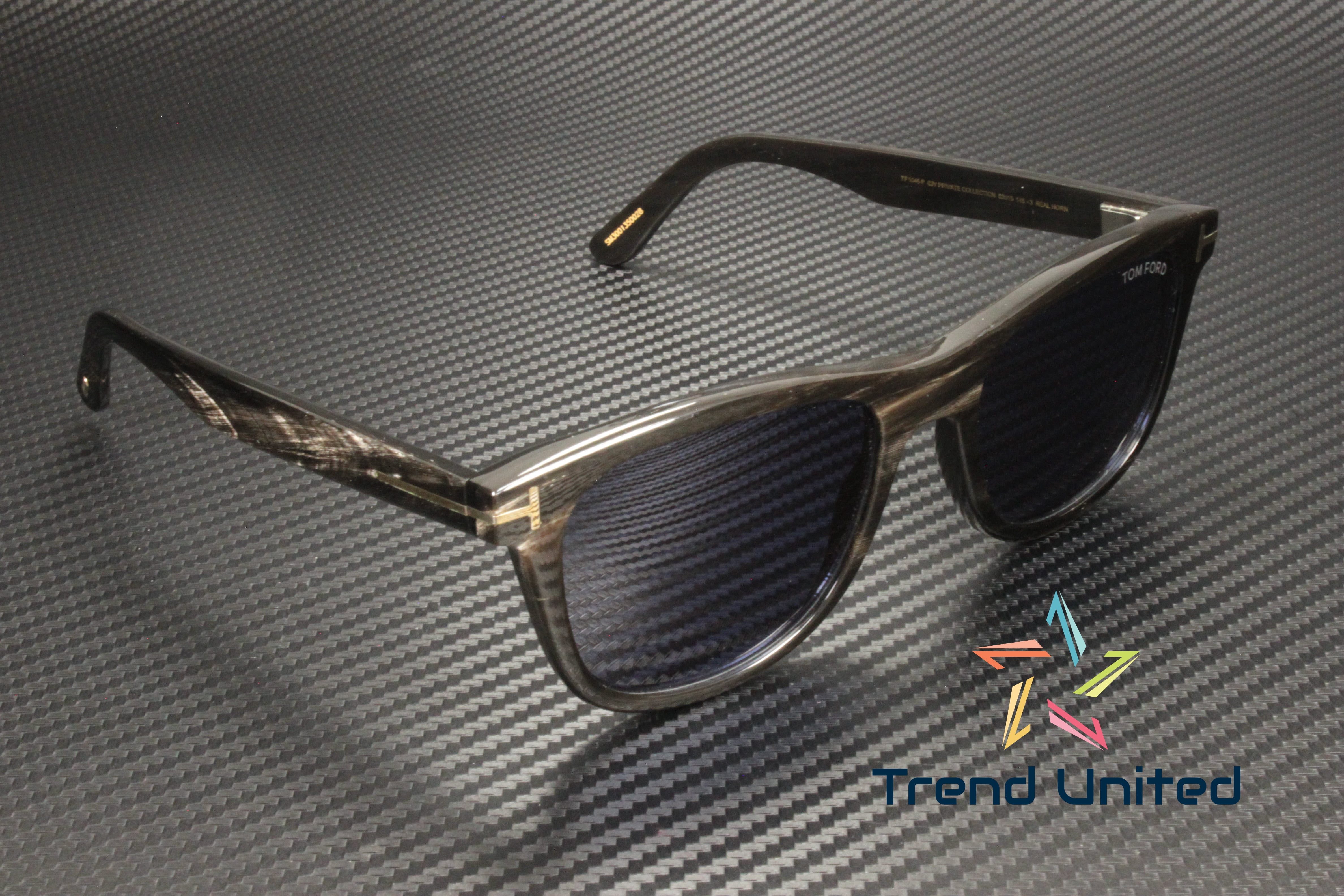 Tom Ford FT1046 P 63V Horn Black Horn Blue 53 mm Men's Sunglasses