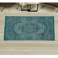 thumbnail image 1 of Victorian Decorative Rug, Floral Swirls Weathered Look Old Blooming Vintage Style Leaves Illustration, Quality Carpet for Bedroom Dorm and Living Room, 6 Sizes, Dark Seafoam, by Ambesonne, 1 of 1