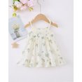 thumbnail image 3 of 6 Months Baby Girls Dress 12 Months Girls Sleeveless Dress Flower Print Off-the-shoulder Infant Girls Solid Color Summer Halter Dress White, 3 of 8