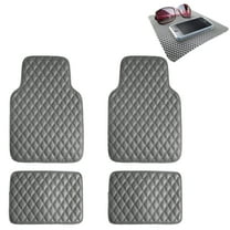 FH Group Diamond Pattern Floor Mats Leather For Car SUV Van Gray w/ Gray Dash Pad