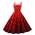 thumbnail image 2 of LWavelet 2026 Valentine's Satin Off-shoulder Dress, Women's Love Heart Rose Print Flowy A Line Trendy Sundresses Deep Red M, 2 of 4