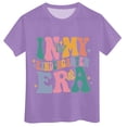 thumbnail image 2 of GobdXE Kids Kindergarten Era Retro Letter Short Sleeve Crew Neck T-Shirt Color:Purple,Size:12-13 Years, 2 of 3