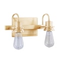 thumbnail image 3 of Aspen Creative 62302, Bathroom Vanity 2 Lights Fixture 14"W x 8-1/2"H x 4-1/2"E. Warm Brass Finish, Bulb Not Included, 3 of 8