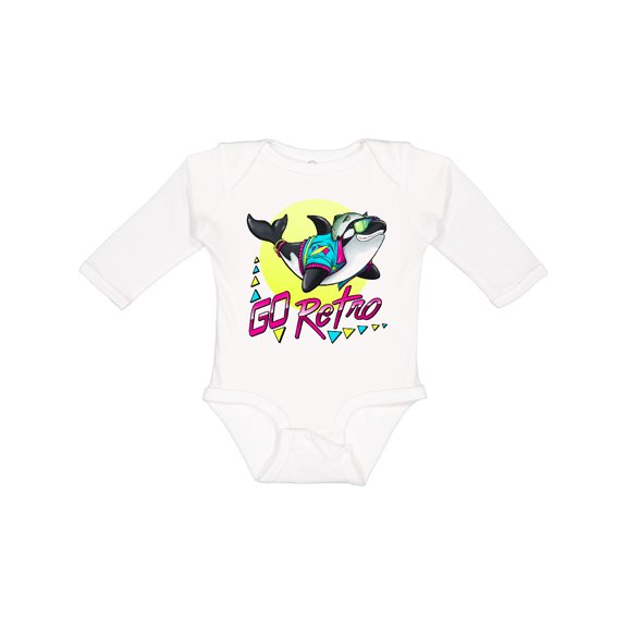 Inktastic Go Retro Orca Wearing Salmon Fish As Hat Boys or Girls Long Sleeve Baby Bodysuit