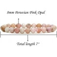 thumbnail image 2 of Natural Pink Opal Gemstone 8mm Round Beads Stretch Bracelet 7 Inch Unisex, 2 of 5