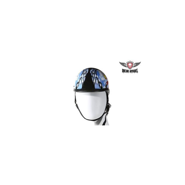 double eagle half motorcycle helmet ROAD BLACK WITH MINI VISOR MATT BLACK and is available in the XL size. VCAN Cruiser Patriotic Eagle USA