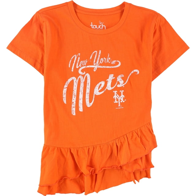Camiseta gráfica Touch con volantes de los Mets para mujer, naranja, mediana