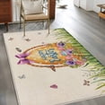 thumbnail image 3 of Rectangle Area Rug 4x6ft, Easter Egg Polka Dot Non-Slip Non-Shedding Floor Mat, Spring Flower Butterfly Retro Linen Washable Sturdy Carpet for Living Room Bedroom Home Decor, 3 of 9