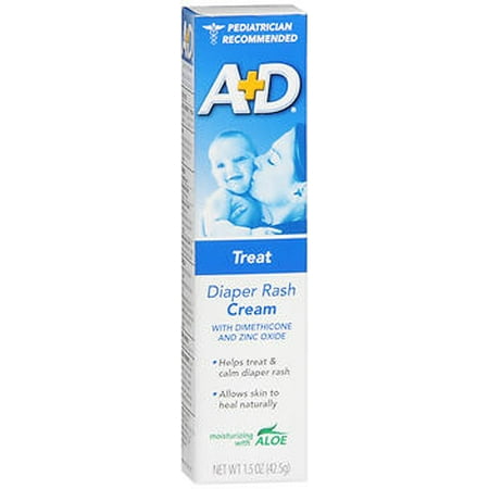A+D Treat Diaper Rash Cream, Baby Skin Care with Zinc Oxide, 1.5 oz Tube