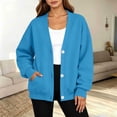 thumbnail image 7 of Winter Fashion Sweatshirt for Women Casual Oversized V-Neck Button Down Cardigan Long Sleeve Loose Fit Open Front Jacket with Pockets, 7 of 7