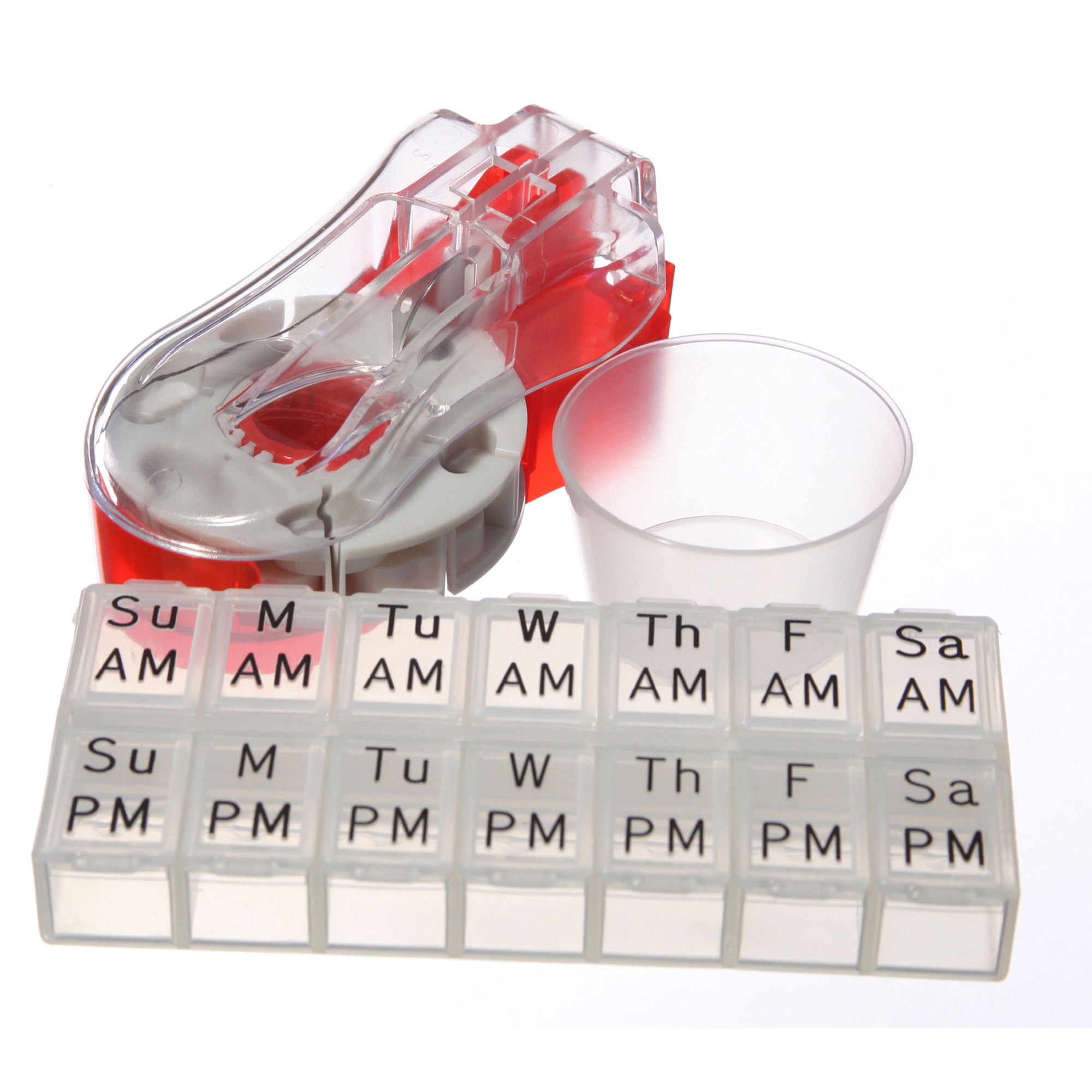 Medifacx ProRx Disc Pill Cutter with 7 AM/PM Pill Organizer with FREE Green Disc