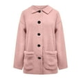 thumbnail image 4 of TAGOLD Womens Winter Coats,Women's Solid Winter Faux Coats Long Sleeve Lapel Pockets Fleece Jacket Casual Trendy Outerwear, 4 of 5