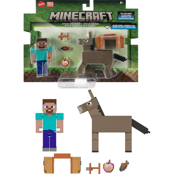 Figura de Acción Mattel Minecraft Steve y Burro 3.25"