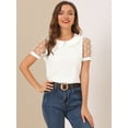 thumbnail image 3 of DARING DIVA Women's Polka Dots Mesh Peter Pan Collar Blouse L White, 3 of 6