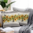 thumbnail image 2 of Waterproof Throw Pillow Covers Set of 2, 18x18 Inch Sunflower Black Decorative Pillowcases Outdoor Pillow Slip Cushion Covers Set for Couch Tent Country Plaid Summer Bee Spring Leaf, 2 of 7