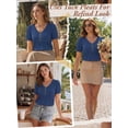 thumbnail image 6 of MOYIKO Blouses for Women T Shirts Pleated Button Puff Short Sleeve Shirts Dressy Casual V Neck Tunic Tops Summer Shirts, 6 of 7