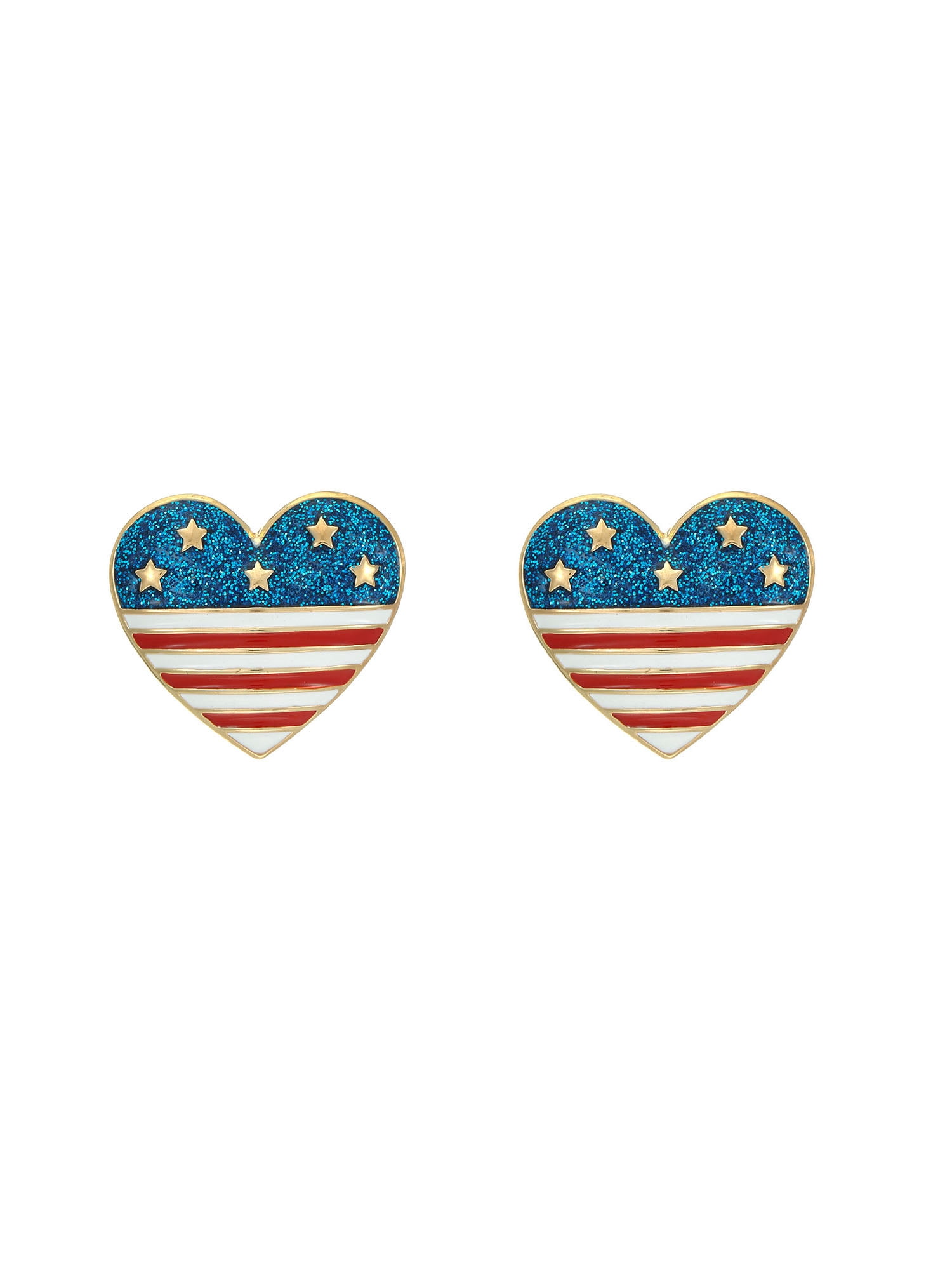 Way to Celebrate Americana Patriotic Heart Stud Earrings