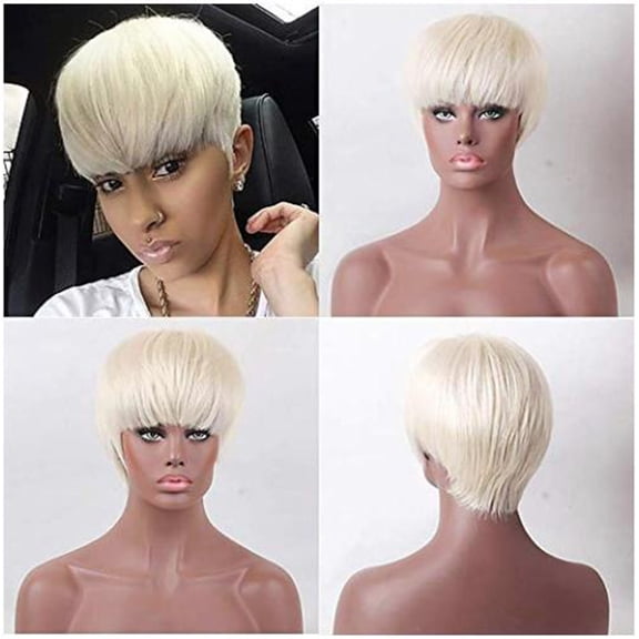 〖DOPI〗Women's Fashion Wig White Synthetic Hairshort Wigs hair Wave Wig(2Pack)