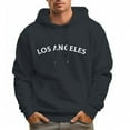 thumbnail image 2 of Men's 330g Cotton Hoodie LOS ANGLES Letters Pullover Sweatshirt, 2 of 16