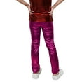 thumbnail image 3 of UQJfacai Kids' Shiny Leather Pants Casual Elastic Waist Performance Pants Fashion Solid Color Party Jogger Pants for Boys & Girls Ages 3-16, 3 of 4