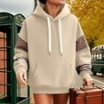 thumbnail image 4 of FNFHFY Womens Oversized Hoodies Color Block Long Sleeve Pullover Sweatshirt Loose Fit Drawstring Striped Hoodie with Kangaroo Pocket, 4 of 6
