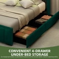 thumbnail image 3 of Uforic Upholstered Full Size Bed Frame with Charging Station & Headboard, Platform Bed Frame with Drawers, Green, 3 of 8