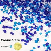 Sinkoo Sea Glass for Crafts About 1LB (405g/14.28oz) Glass Pebbles Gemstones Bulk for Beaching Theme Decor Diy Crafts Aquarium Turtle Tank Vase Filler(White,Dark Blue,Lake Blue)