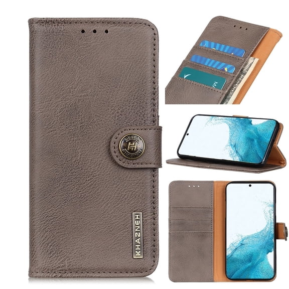 For Samsung Galaxy S22 5G KHAZNEH Cowhide Texture Horizontal Flip Leather Case with Holder & Card