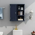 thumbnail image 5 of Bathroom Wall Cabinet, Medicine Cabinet with Door and 3 Open Shelves, Wall Mounted Storage Organizer for Bathroom, Kitchen, Living Room, Blue, 5 of 12