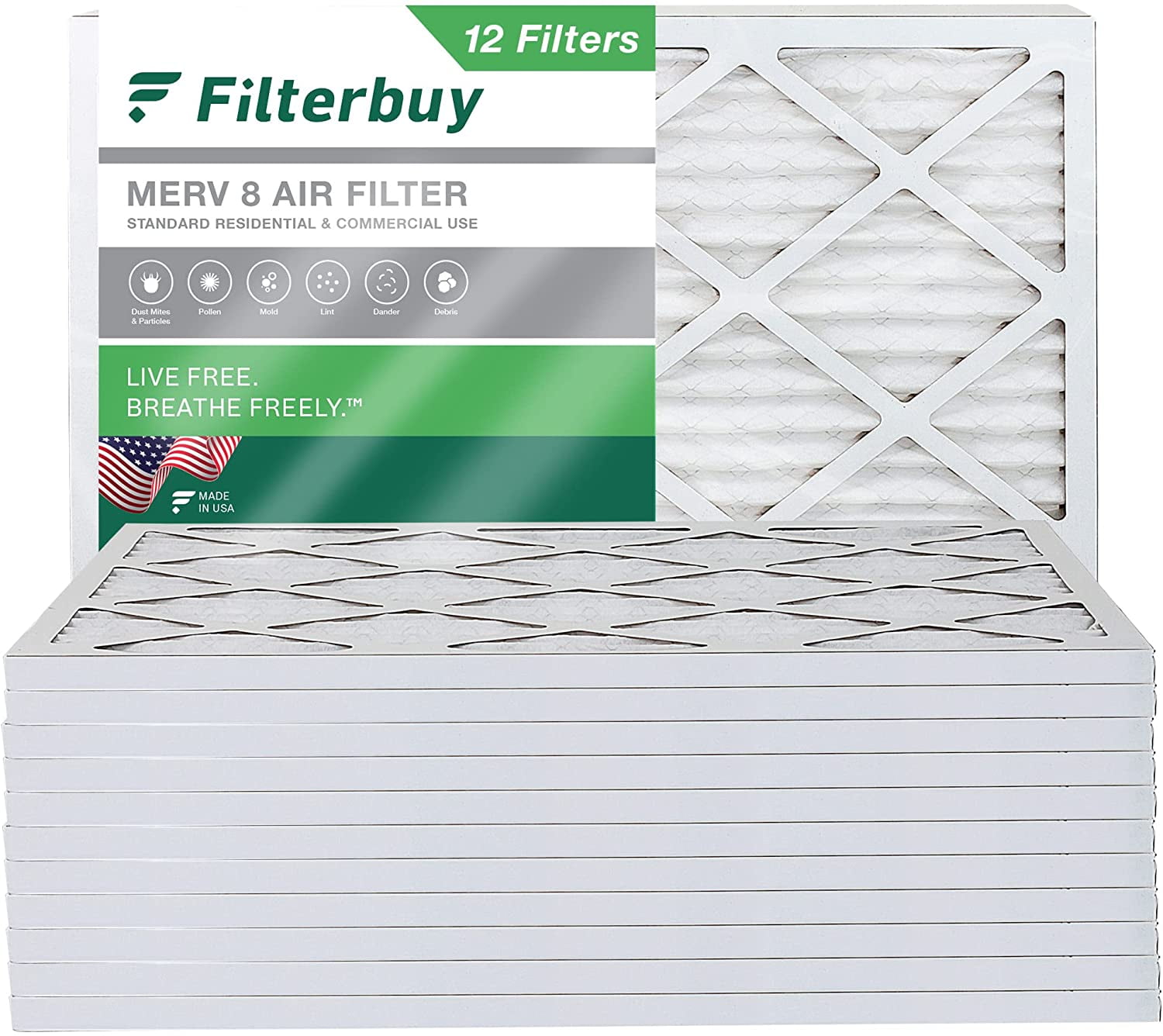 21x21x1 Dust and Pollen Merv 8 Replacement AC Furnace Air Filter 6 Pack 