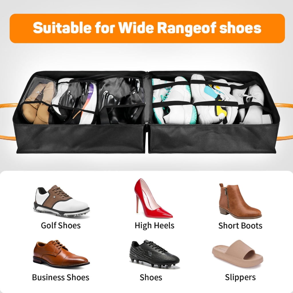 Portable Shoe Bag Including Adjustable and1eatherHandles Designed for Easy Attachment to Luggage