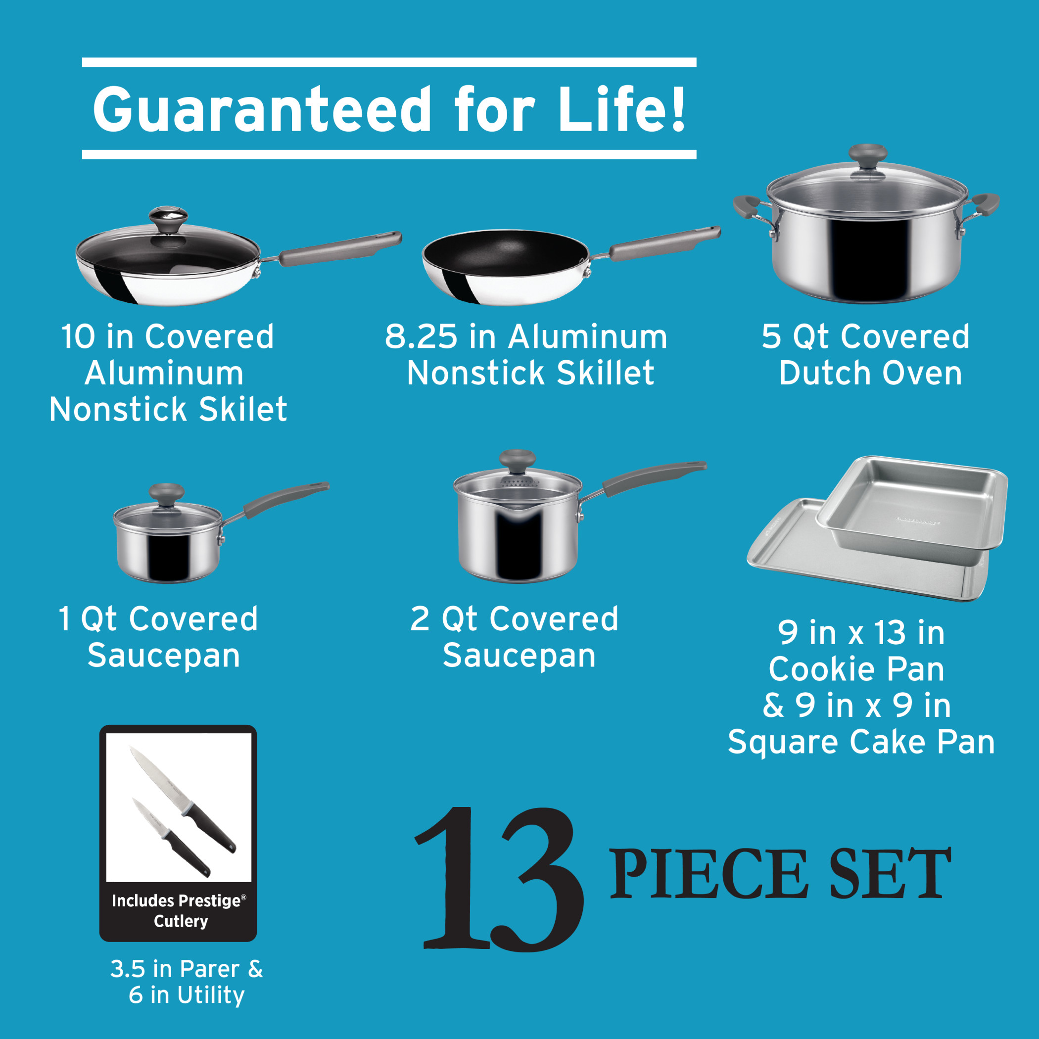 Farberware 13-Piece Complements Stainless Steel and Nonstick Pots and Pans Set/Cookware Set, Silver - image 5 of 9
