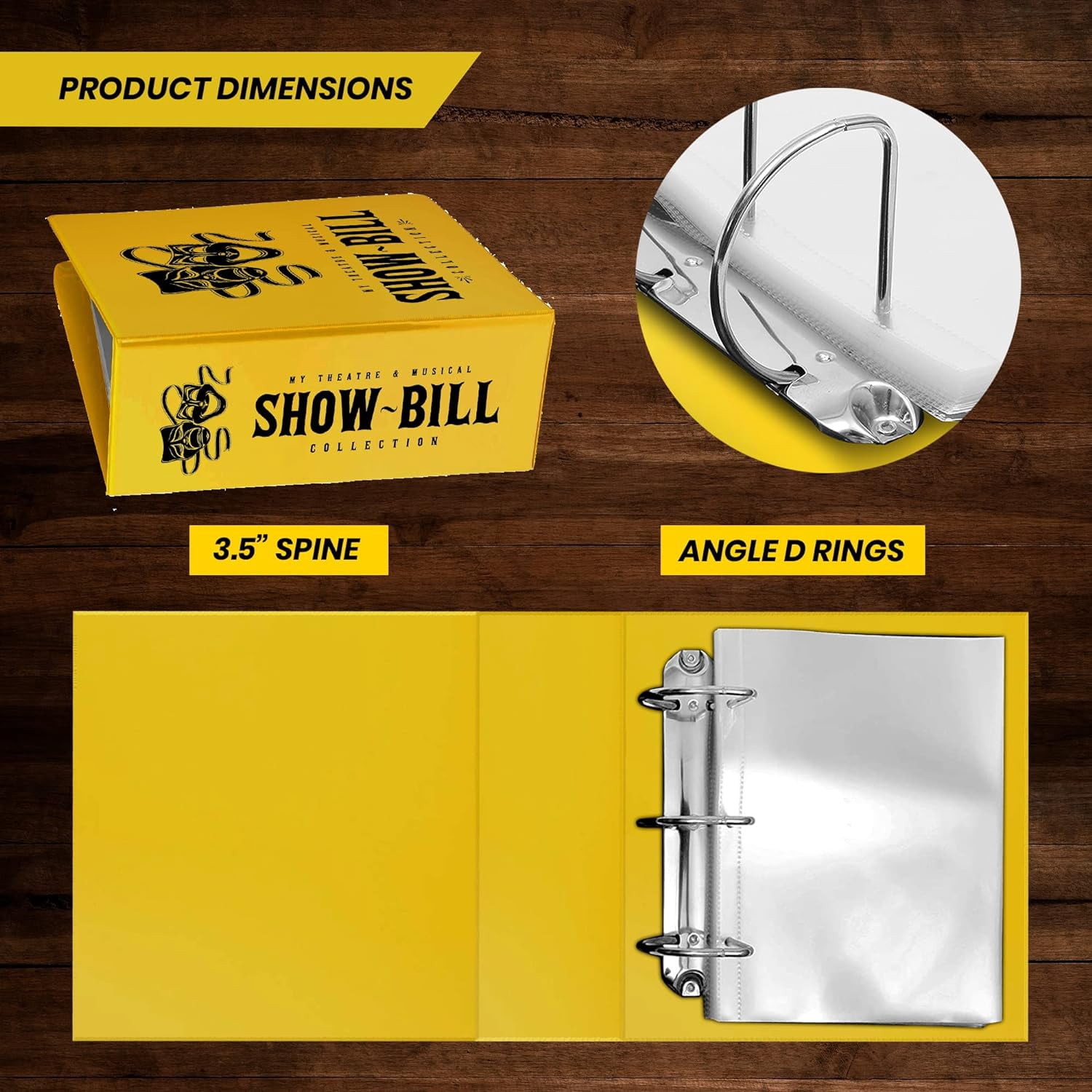 Show-Bill D-Ring Binder for Broadway and Theatre Show-Bills, Comes with 25 Sheet Protectors to Hold and Organize All Your Stage Collections
