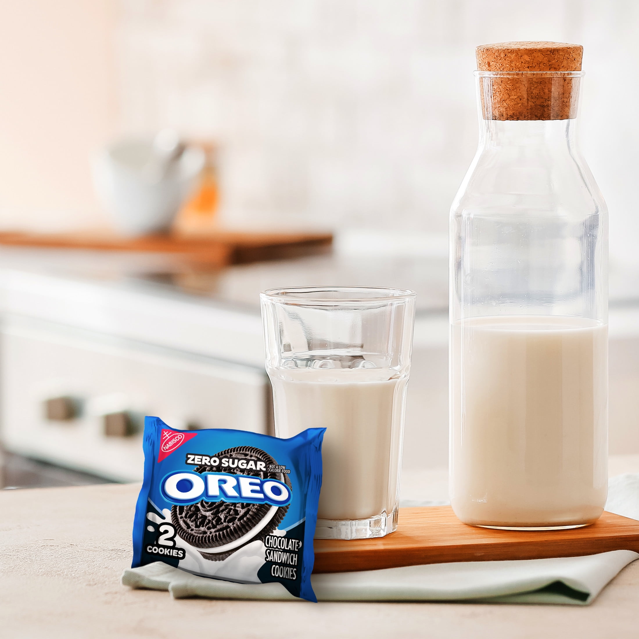 (2 pack) OREO Zero Sugar Chocolate Sandwich Cookies, 10 Snack Packs (2 Cookies Per Pack)