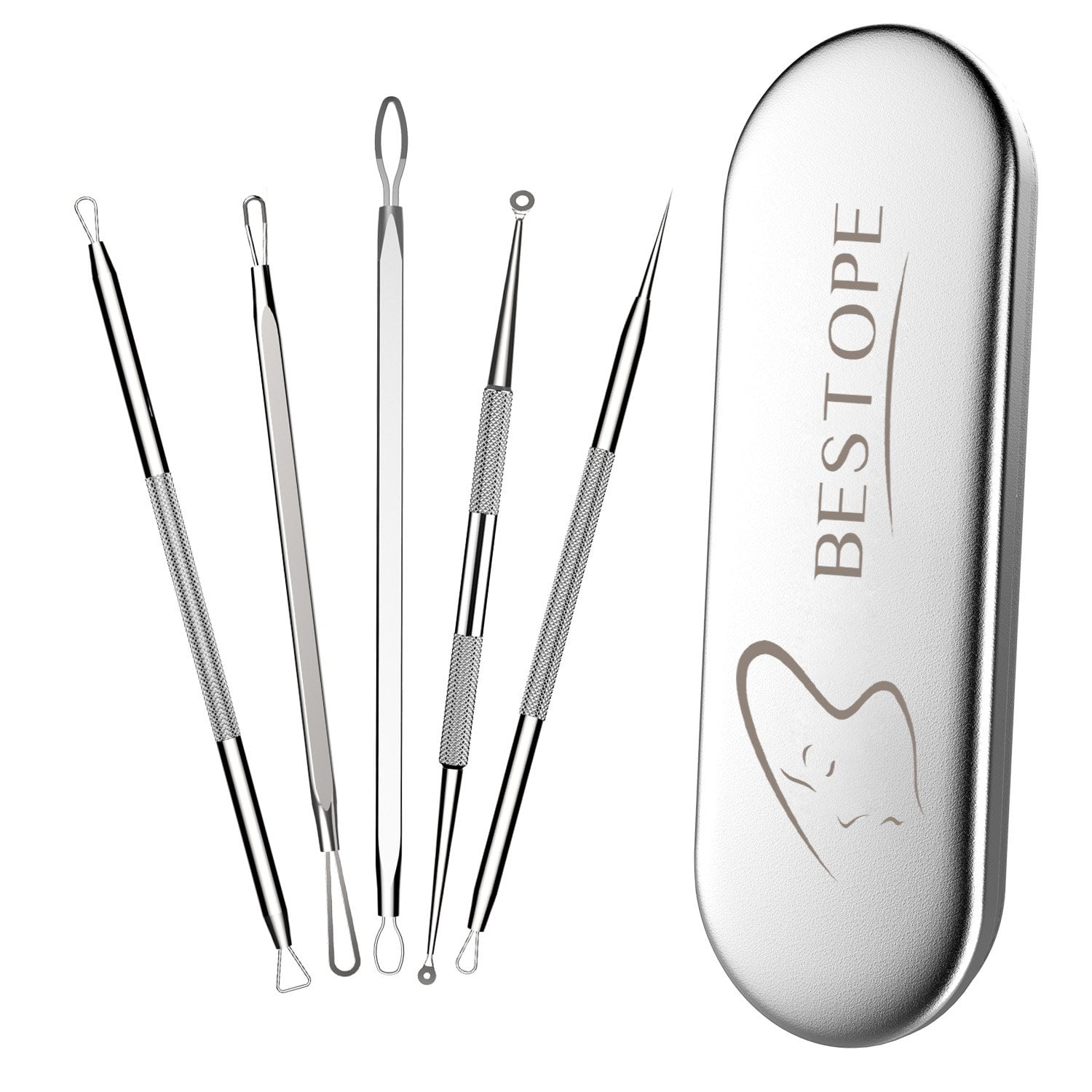 BESTOPE Blackhead Remover Pimple Comedone Extractor Tool Best Acne Kit - Treatment for Blemish, Popping, Zit Removing for Risk Free Nose Face Skin with Metal Case - Walmart.com