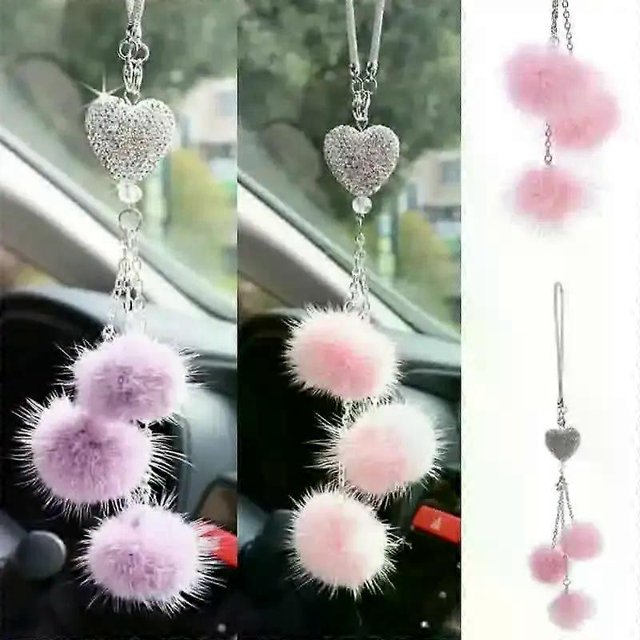 Fashion Diamond Car Accessorie Bling Hairball Pendant Auto Rearview Mirror Pendant Birthday Gift Auto Decoraction Ornaments