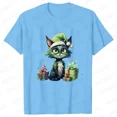 thumbnail image 1 of Señora Año Nuevo manga corta lindo gato estampado Tops moda mujer camisetas camisa tendencia gráfico Navidad regalo ropa femenina camiseta, 1 of 5
