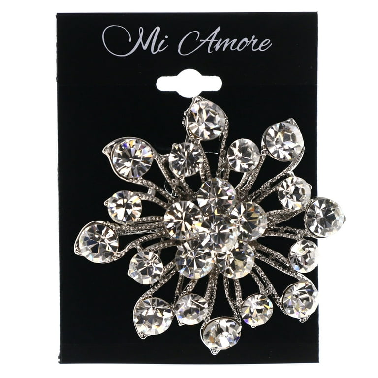 Mi Amore Flower Brooch-Pin Silver-Tone - Walmart.com