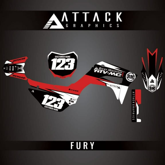 Attack Graphics Custom Fury Complete Bike Graphics Kit for Honda CRF110F 2023