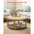 thumbnail image 2 of VEVOR Large Round Ottoman Coffee Table 31.9 Inch Upholstered Tufted Linen Ottoman, 2 of 9