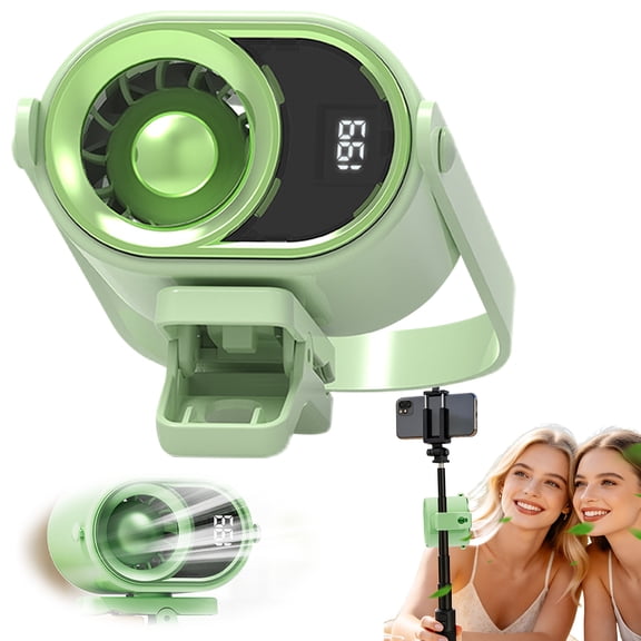 2026 Car Clip on Air Conditioner Fan with Led Display, Portable Mini Cooling System for Auto Vehicle, Usb Rechargeable Battery Powered Gadget, 360° Rotation Adjustable 4 Speed Clip Fan (Green)