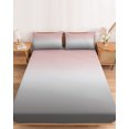 thumbnail image 2 of Full Size Fitted Sheet Set - Gradient Pink Grey, 3 Piece Bedding Sets 16" Deep Pocket Fitted Sheet with 2 Pillowcases Modern Abstract Color Ombré Art Brushed Microfiber Hotel Luxury Bed Sheets, 2 of 9