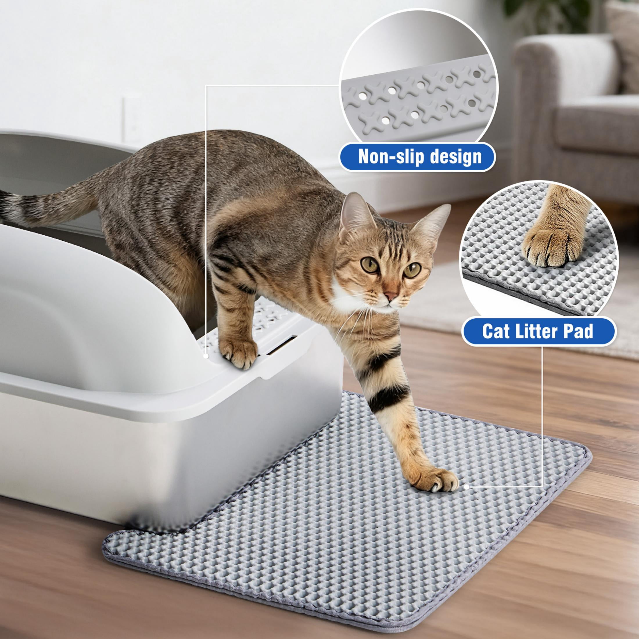 EDX Stainless Steel Cat Litter Box with Lid, XL Extra Large Cat Litter Box for Big Cats, High Wall Sides, Never Absorbs Odors, Anti-Urine Leakage, Easy Cleaning, Scoop and Mat Included, Light Grey