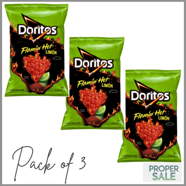 Doritos Flamin' Hot Limon Flavored Tortilla Chips, 9.25 oz Bag ( pack of 3 )